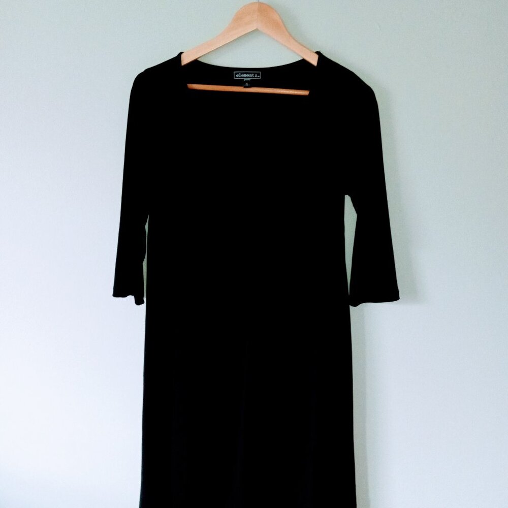 Elementz Midi Black Dress with front Ties